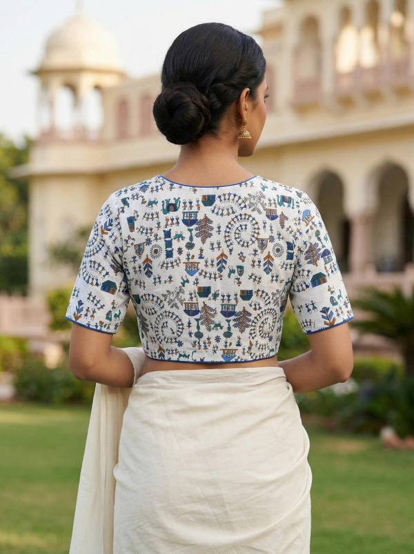 Maroon Pure Cotton Designer Blouse with Back V Neck