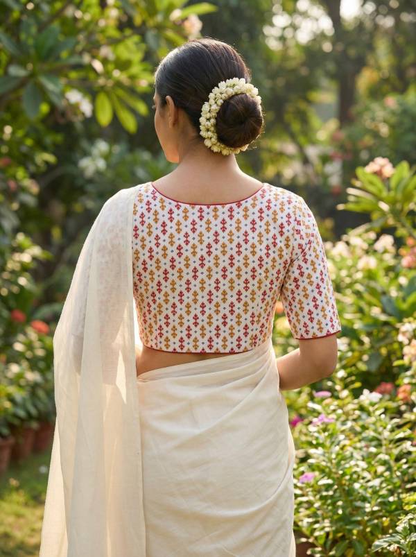 Royal Blue & Ikkat Cotton Blouses: Comfortable Daily Fits for Office Sarees