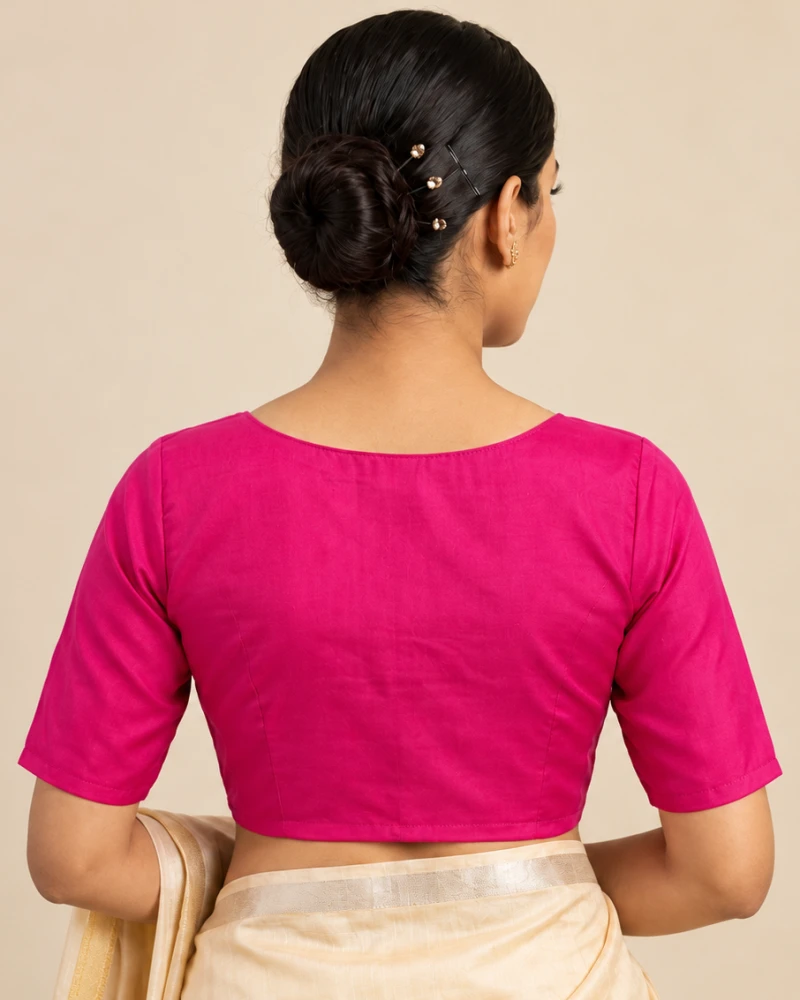 Regal Magenta Heritage Weave Tailored Saree Blouse Thumbnail
