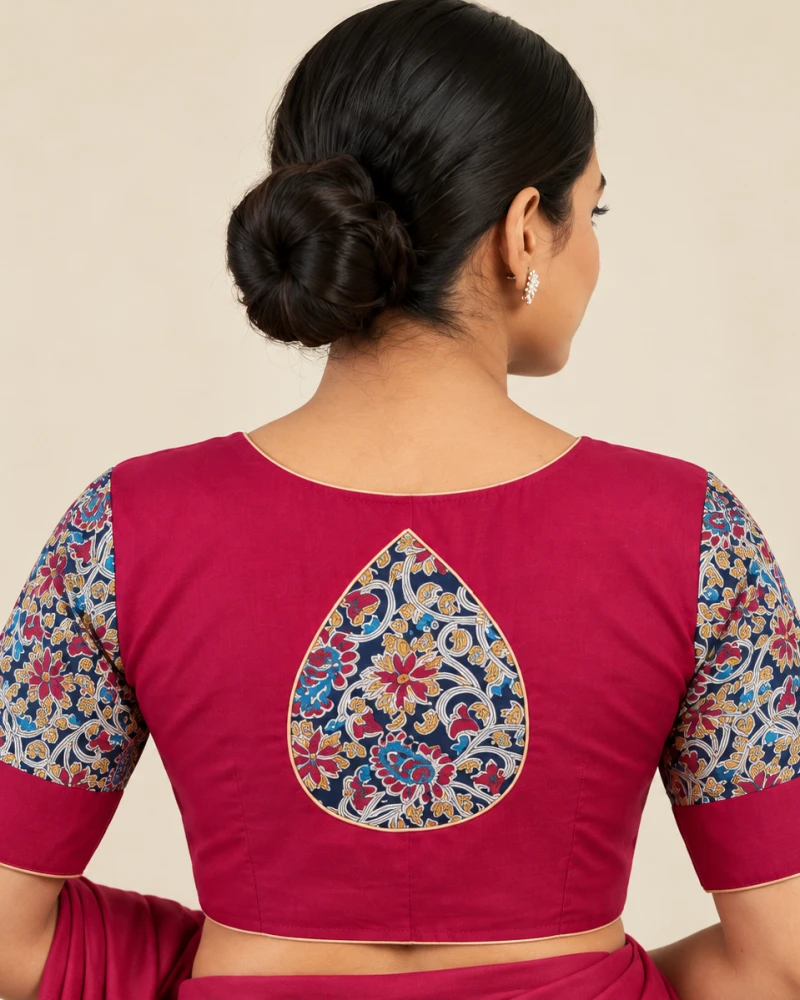 Rich Magenta Handloom Temple Border Saree Blouse Thumbnail